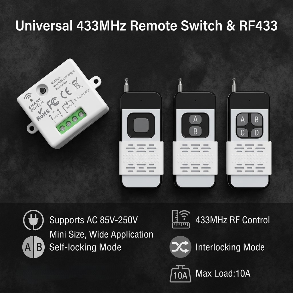 220V 1CH Wireless Remote Contr - огляд і ціна 433Mhz Receiver Module