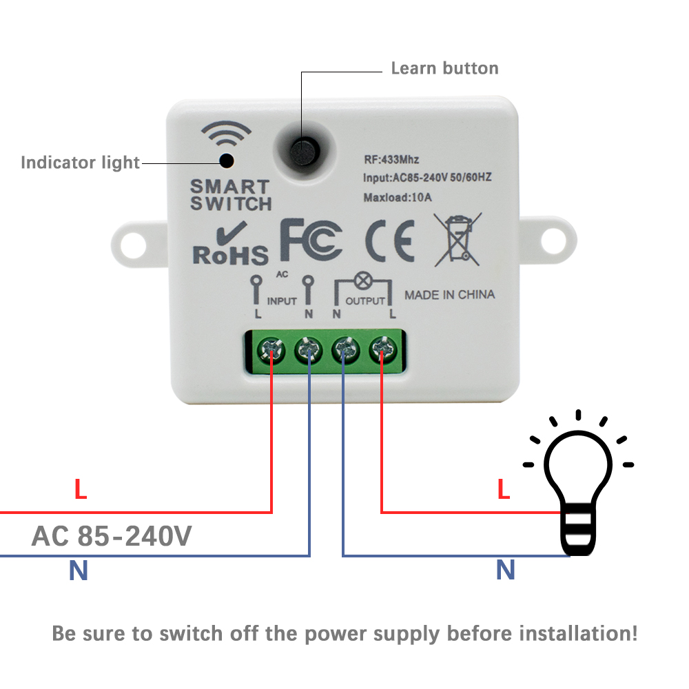 220V 1CH Wireless Remote Contr - огляд і ціна 433Mhz Receiver Module